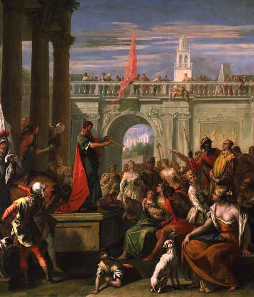 Not With Enticing Words Of Man's Wisdom 1 Sebastiano Ricci's painting of Saint Paul preaching before a crowd