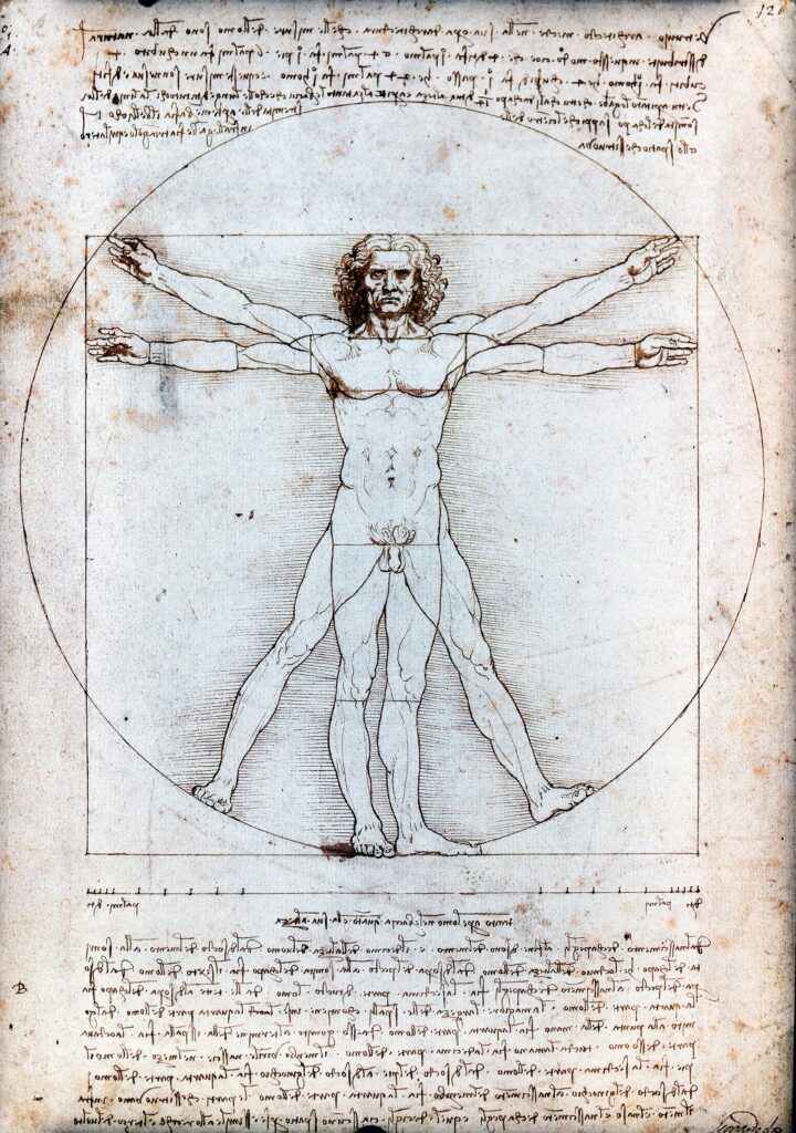 Leonardo da Vinci's Vitruvian Man, a study of the human body's proportions