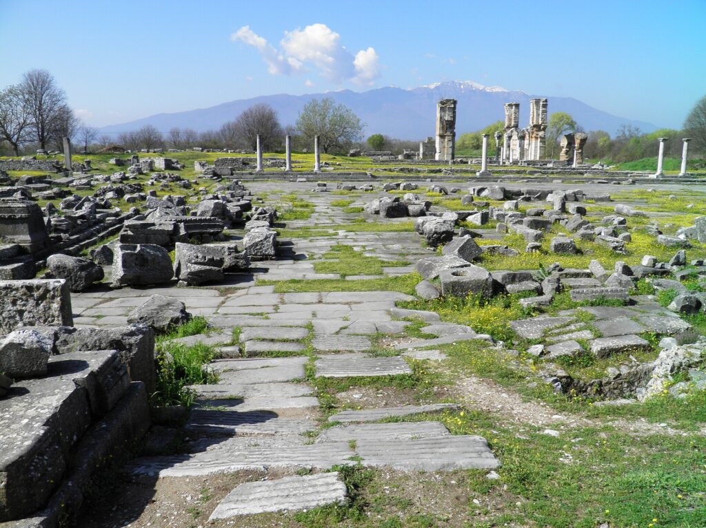 The ruins of the Roman forum at Philippi, Macedonia