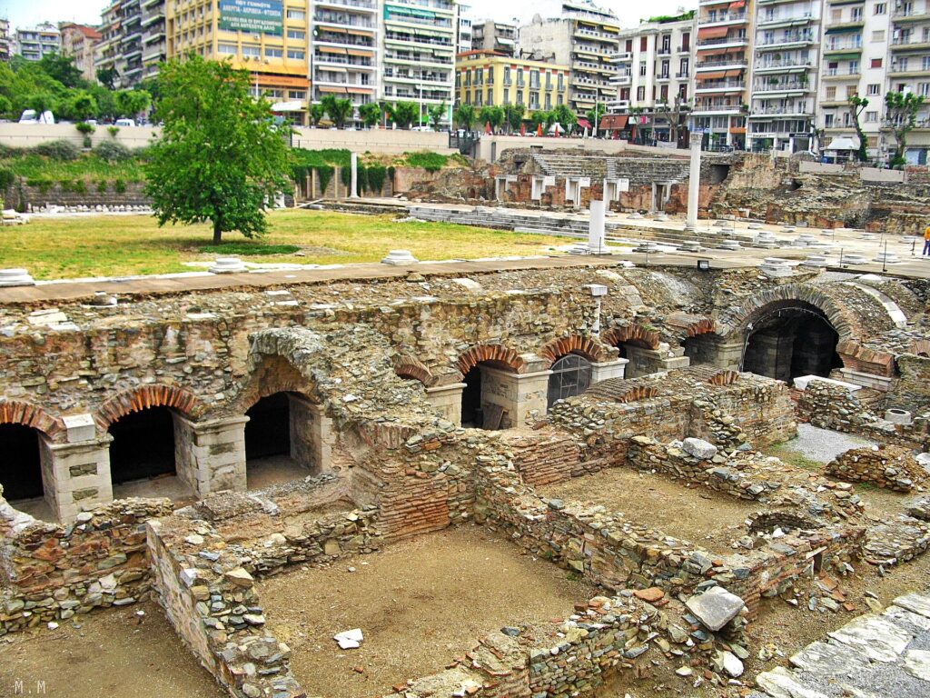 The ruins of the ancient Roman Forum in Thessaloniki, Macedonia