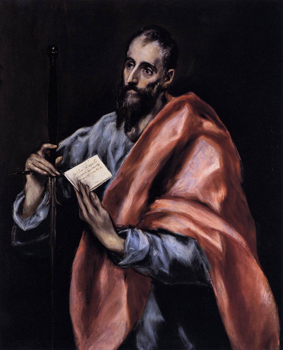 El Greco's portrait of the Apostle Paul, holding a letter and a sword