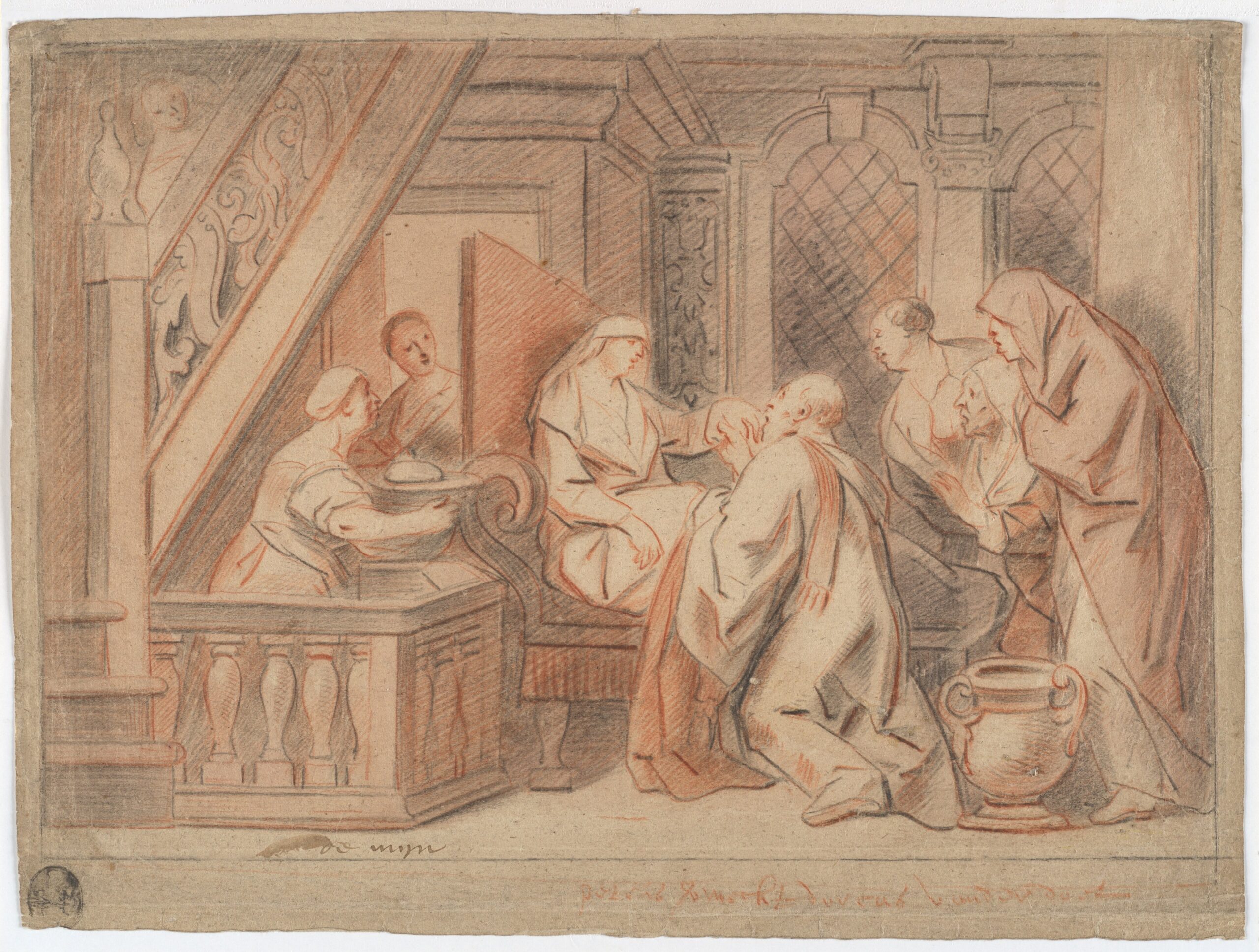 Saul, Saul, Why Persecutest Thou Me? 1 Peter kneeling over Dorcas and raising her from the dead, with the mourning widows nearby