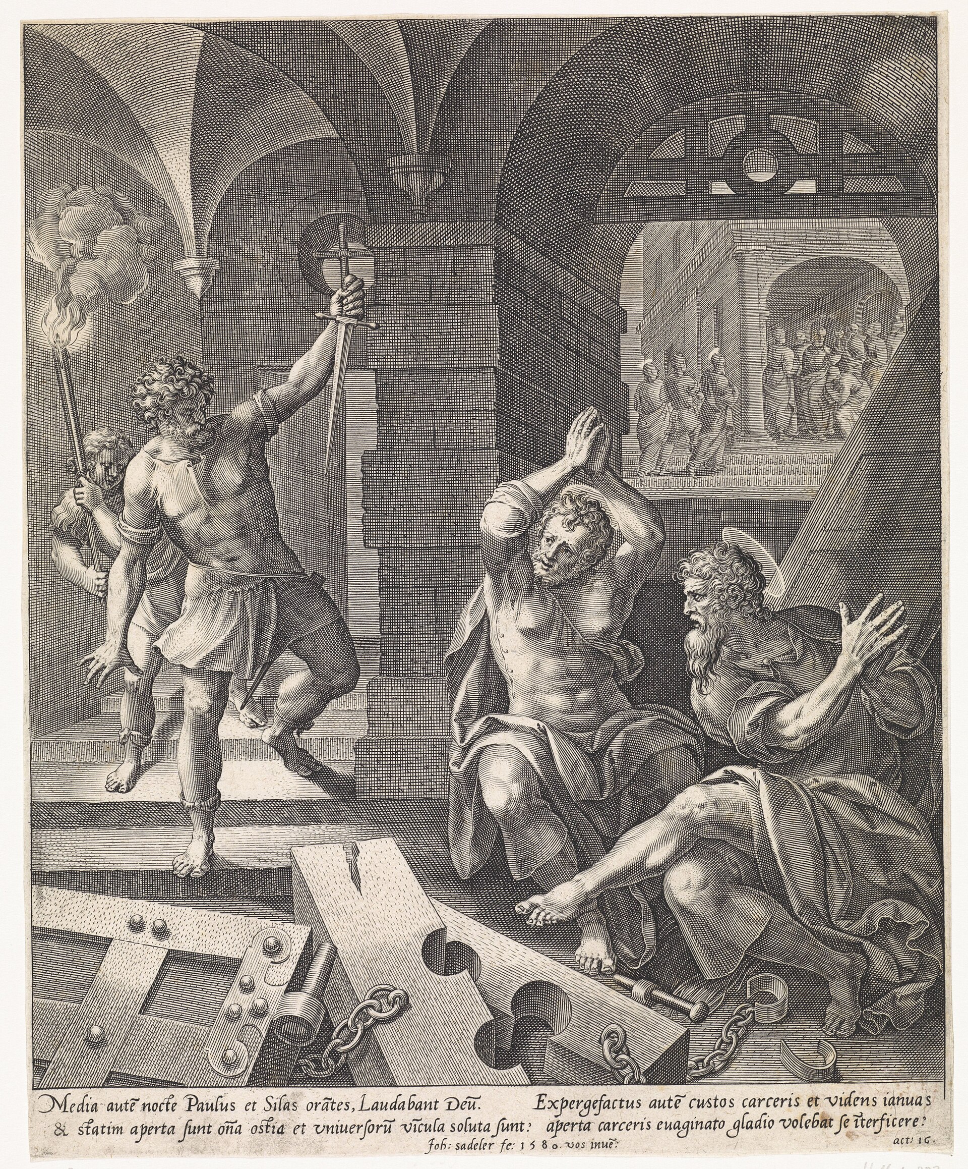Come Over Into Macedonia And Help Us 1 A print depicting the conversion of the Philippian jailer, from a scenes-from-the-life-of-Paul series