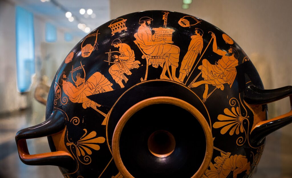 Wherefore Then Serveth The Law? 1 Detail of an ancient Greek red-figure kylix by Douris showing a seated teacher and a pedagogue with students