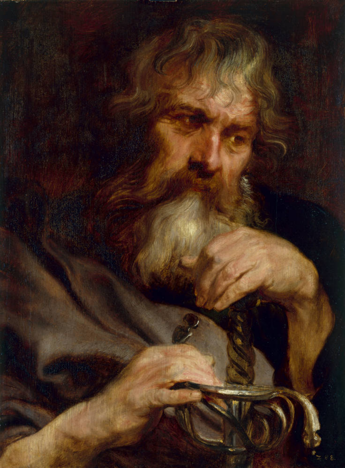 Van Dyck's close portrait of the Apostle Paul gripping the hilt of a sword