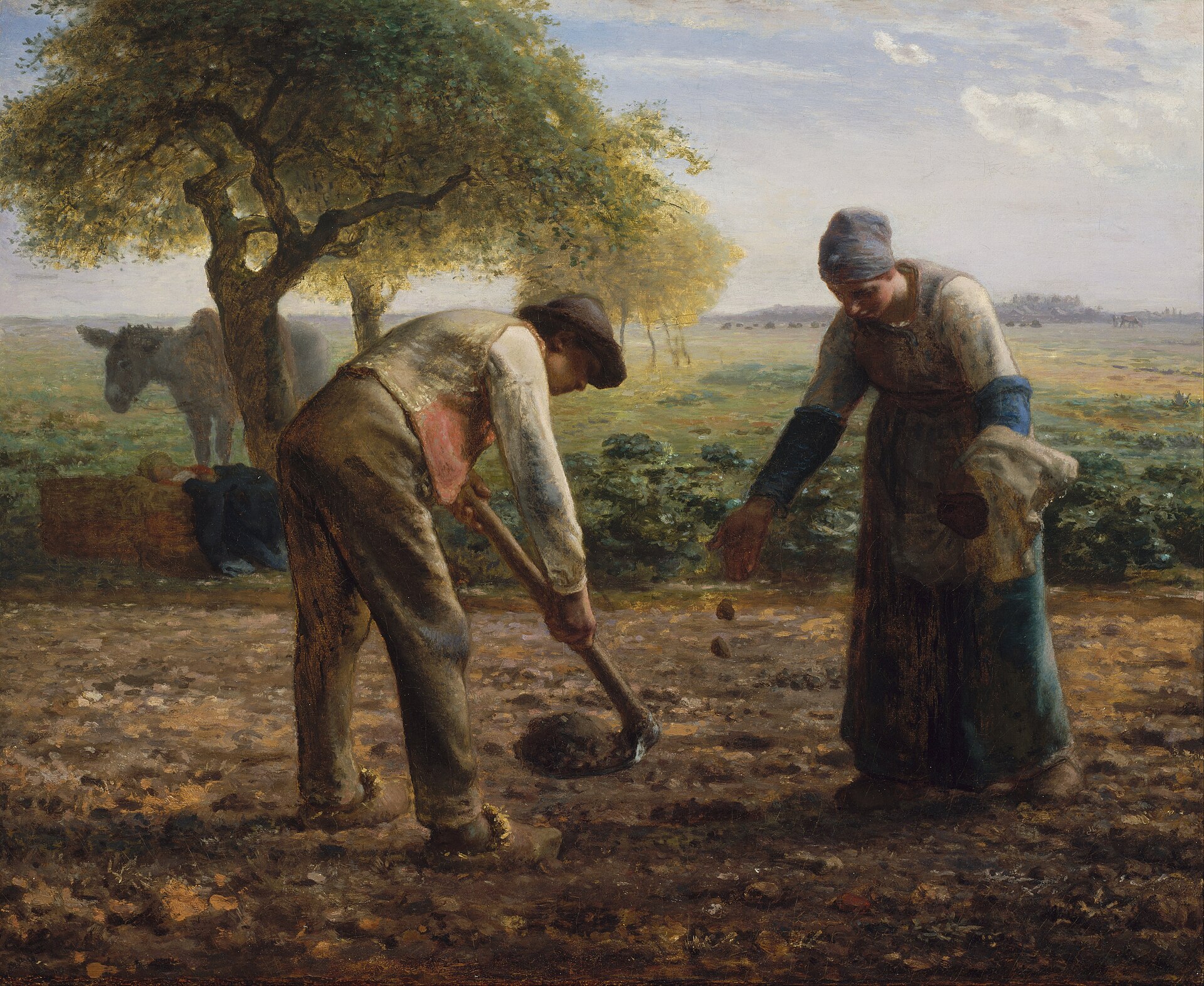 The Health Message: God’s Plan For Your Body, And What’s Really In Your Food 2 In a sunlit field beside a tree and a resting donkey, a farmer bends over his hoe while his wife drops seed potatoes into the furrow