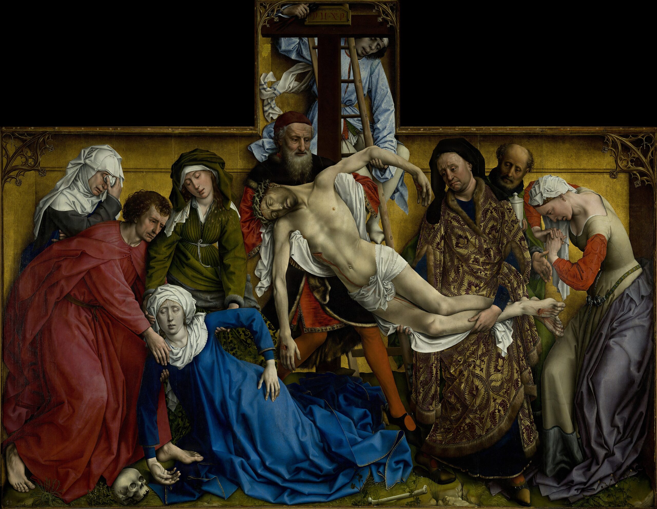 It Is Finished 1 Rogier van der Weyden’s Descent from the Cross — Joseph of Arimathaea and Nicodemus lowering Christ’s body, with Mary and John
