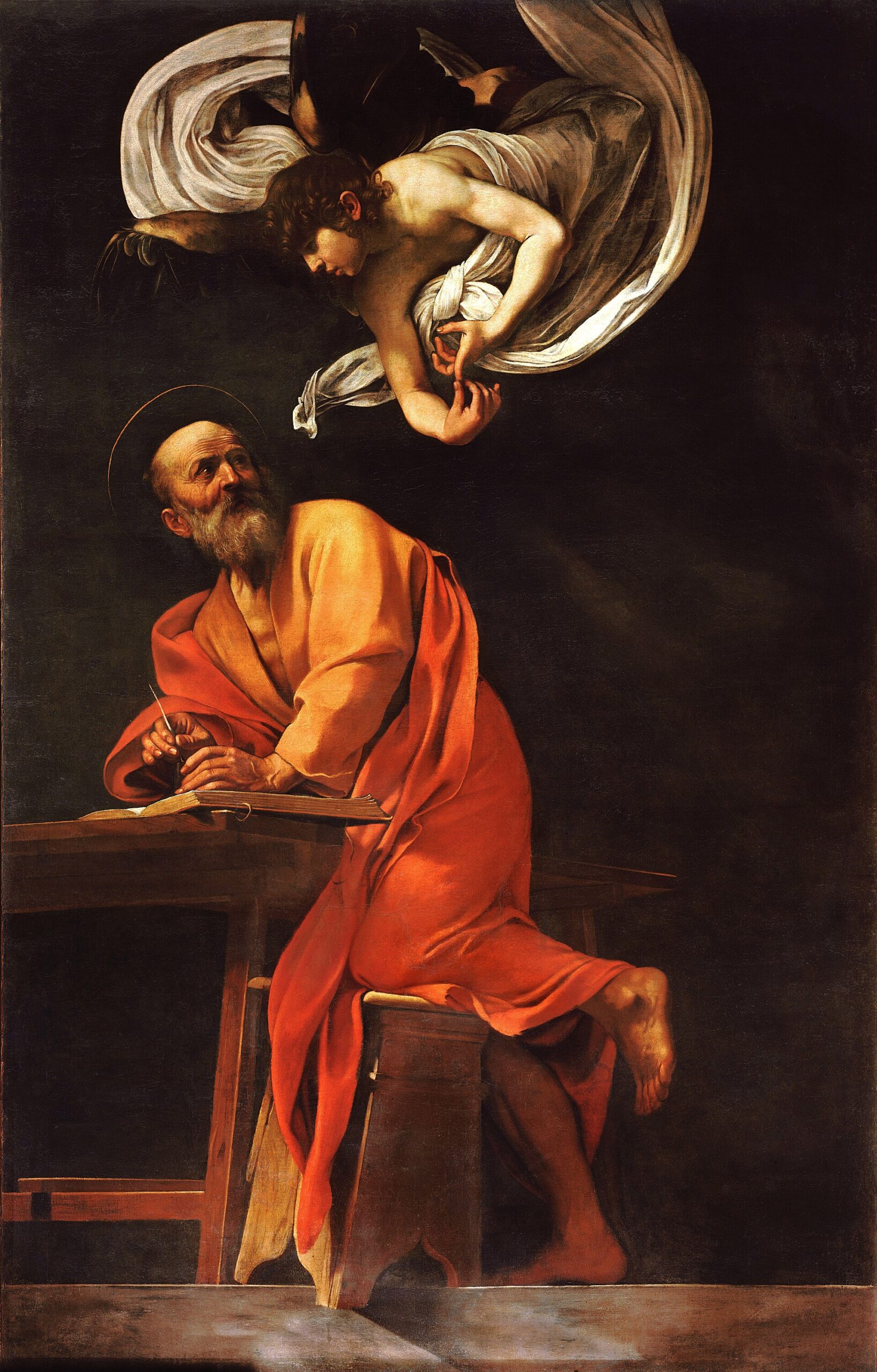 The Inspiration of Saint Matthew, by Caravaggio, c. 1602