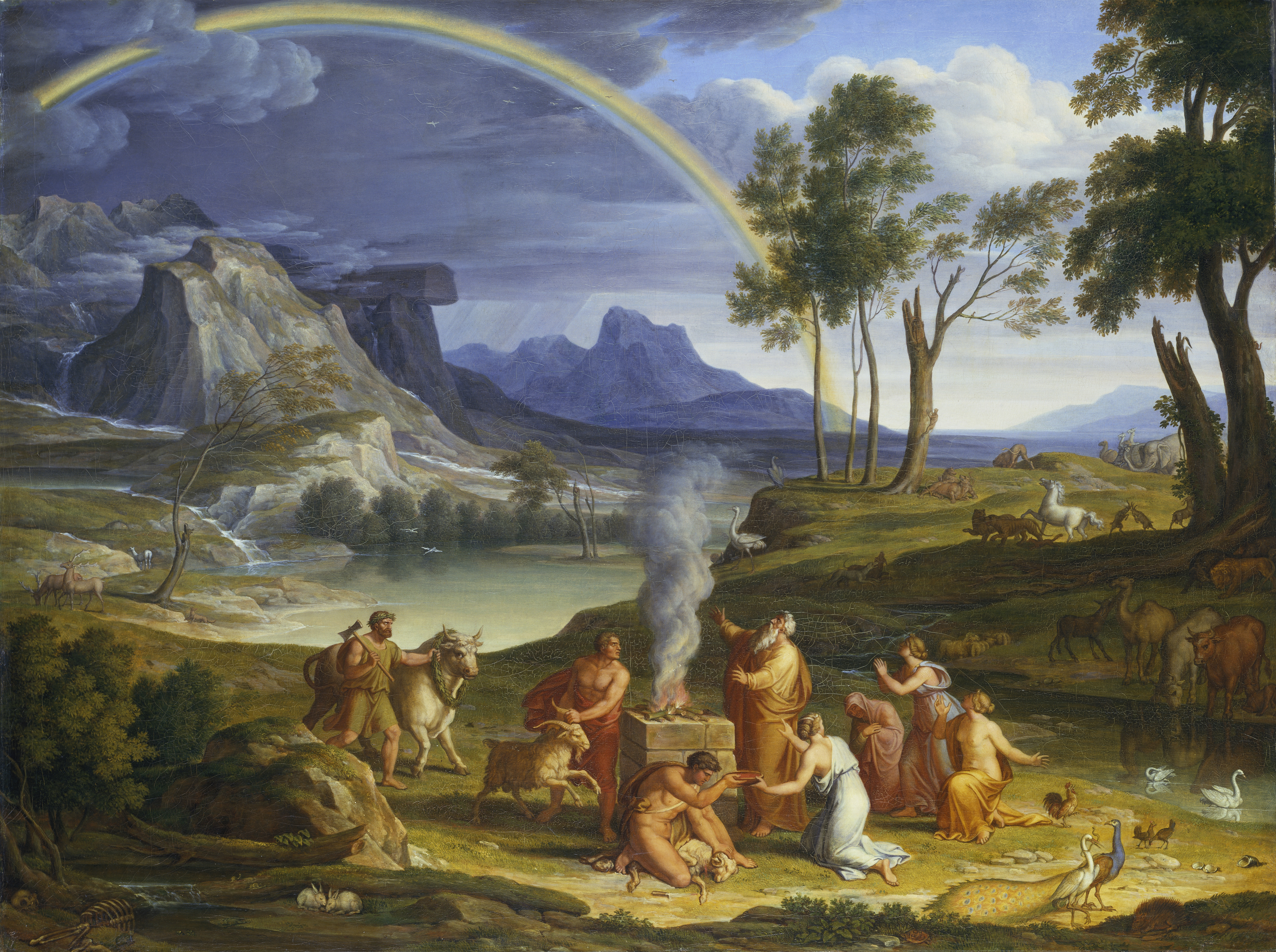 Present Your Bodies A Living Sacrifice 1 Landscape painting of Noah offering a sacrifice of gratitude on an altar after leaving the ark
