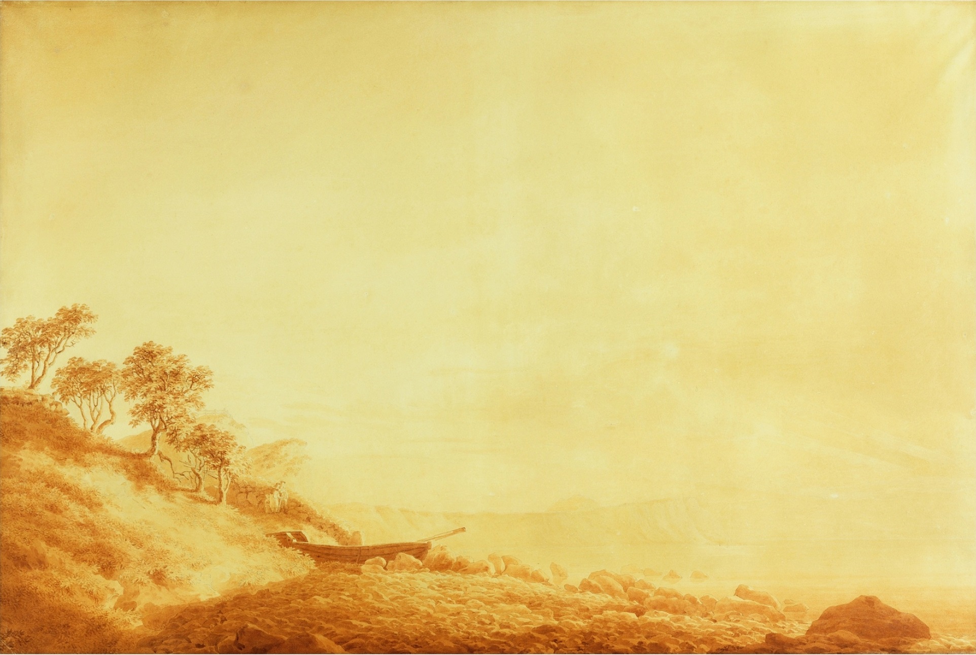 Put Ye On The Lord Jesus Christ 1 Romantic landscape painting of a coastal cliff at sunrise, the sun rising over the sea