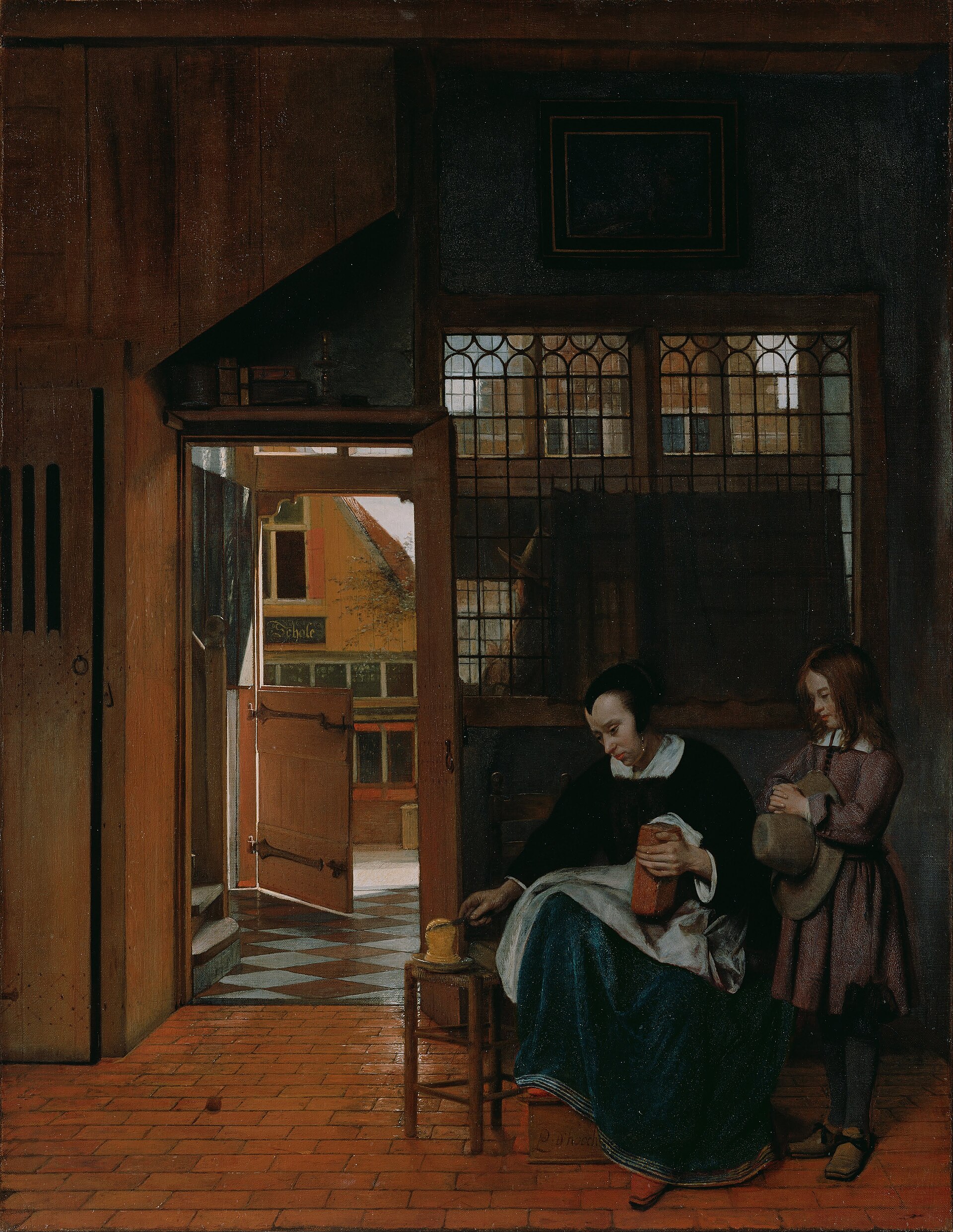 Looking For That Blessed Hope 1 In a sunlit Dutch interior a mother butters bread for her young son, who stands before her with his hat in his hands as if saying grace