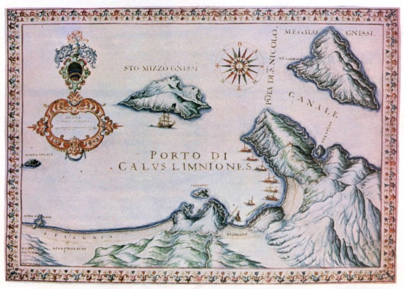 Titus 2 A seventeenth-century engraving of the bay of Fair Havens on the south coast of Crete, with sailing ships at anchor below the hills