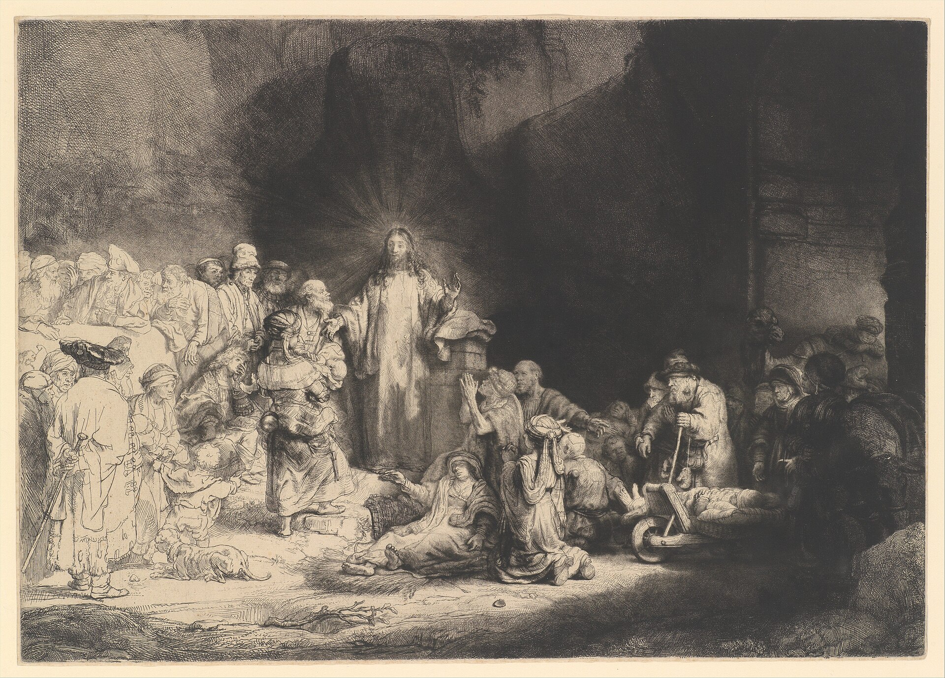 Behold My Servant 1 Rembrandt's Hundred Guilder Print, Christ receiving the sick -- "a bruised reed shall he not break" (Isaiah 42:3; Matthew 12:18-20)